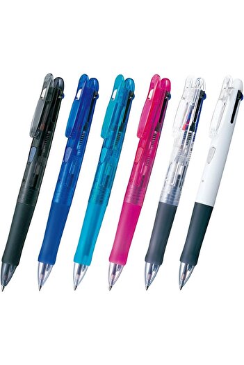 Zebra 10pcs B4A3 Clip-on G 4C 0.7mm 4-Color Ballpoint Pen (Box Set) - Transparent