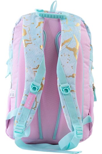 Pause Stylish Students Backpack, 17.5 Inch Size, Gold/Blue