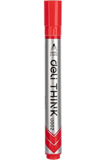 Deli Think 2-5mm Chisel Tip Dry Erase Markers 12 Pieces, Red