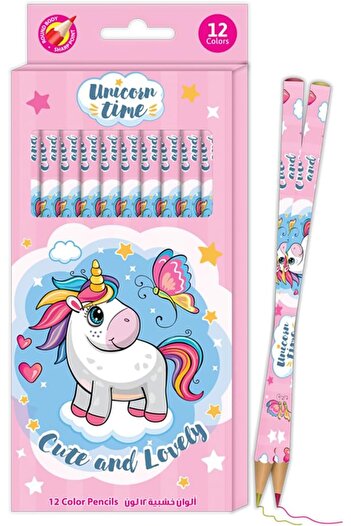 Generic Unicorn Color Pencils for Kids 12-Pieces, Pink