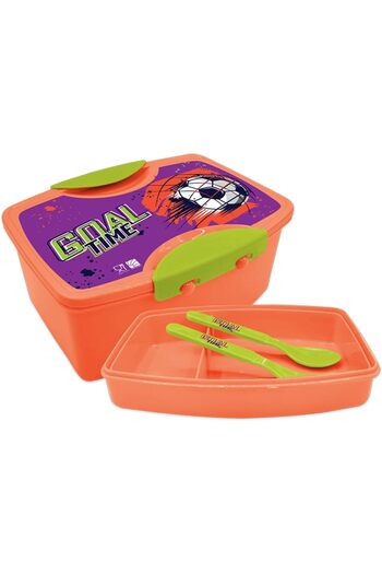 Generic Plastic Lunch Box with Fork and Spoon for Kids, Orange