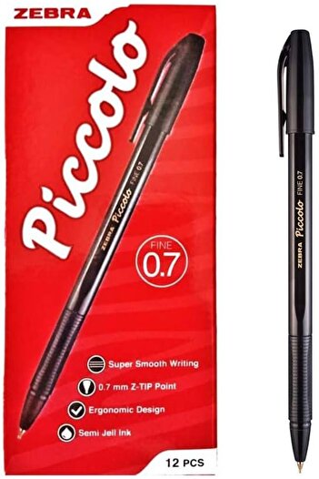 Zebra Piccolo Ballpen, 0.7 mm Nib Size, Black