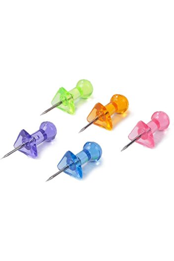 Deli E0030 Transparent Colored Push Pin 100-Pack, Multicolor