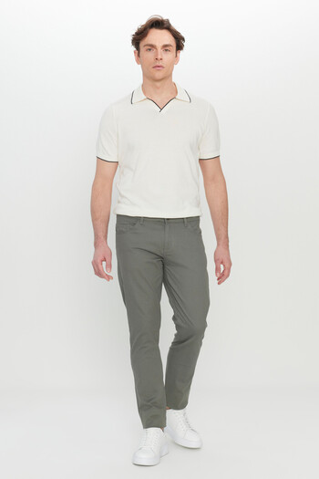 AC&Co / Altınyıldız Classics Men's Khaki Cotton Slim Fit Slim Fit 5 Pocket Flexible Casual Pants