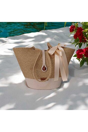 Hediyeninellitonu Straw Bag Handmade Bag Straw Bag Mini Beach Bag Special Design Women's Beach Bag