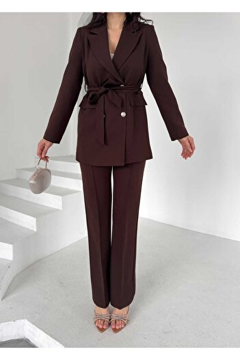 MYGİYİMİSTANBUL Tie-Up Blazer Jacket Trousers Set