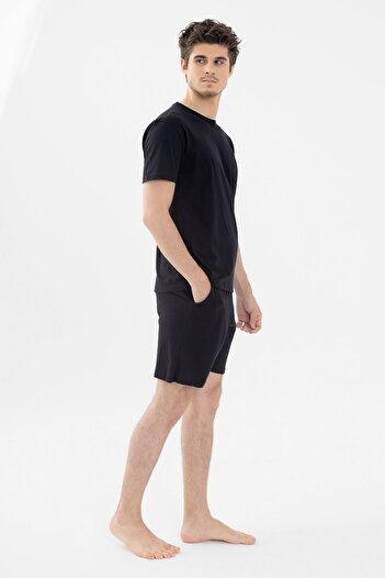 koza iç giyim Men's Double Collar Shorts Pajama Set Navy Blue
