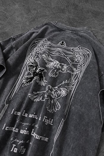 Slatra Ανδρικό μπλουζάκι σε γκρι TO FLY Special Washed Fabric Oversize