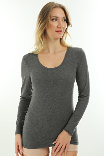 Almila Women's Long Sleeve Slim Fit Bodysuit - Cotton and Lycra 2041 Model