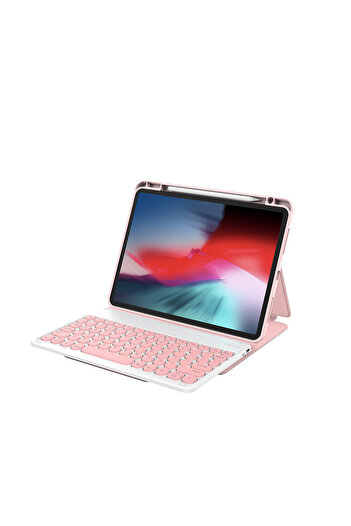 WIWU iPad Air 11 2025 M3 uyumlu Kılıf Wiwu Protective Gizli Kalem Bölmeli Klavyeli Pembe