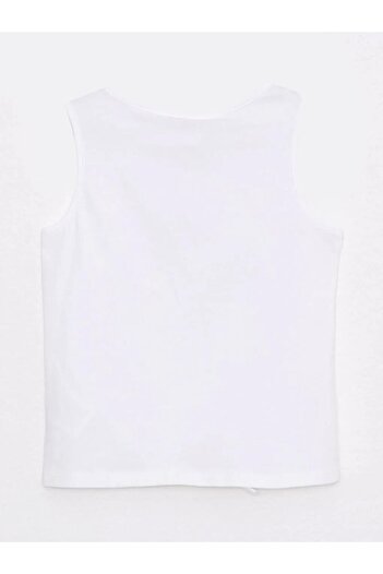 LC Waikiki Lcw Kids White Crew Neck Sequin Embroidered Cotton Girls Undershirt