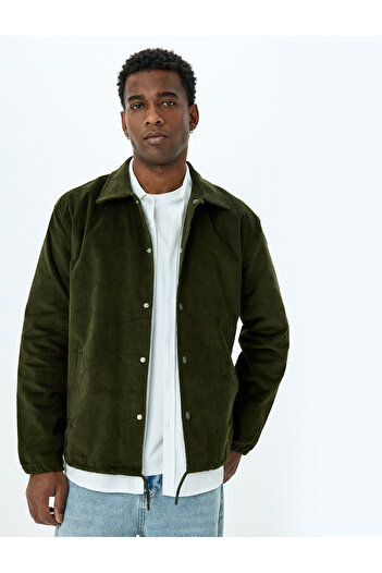 Koton Buttoned Long Sleeve Shirt Collar Corduroy Jacket