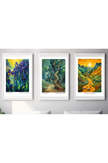 Hiras Dizayn 3 Piece Poster Set Vincent Van Gogh Paintings No2 Decorative Art Painting 3 Sizes Frameless Wall Decor