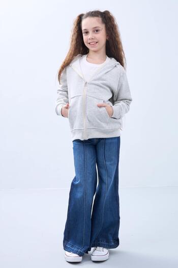 Perendi Unisex Kids Hooded Zip Cardigan - Gray Comfortable and Stylish Casual Top
