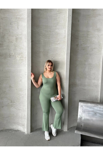 Stil Diva Plus Size Zero Sleeve Spanish Leg No Closure Stretchy Jumpsuit 224983