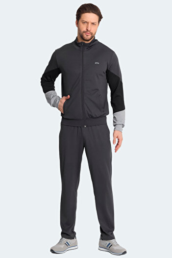 Slazenger Σετ ανδρικής φόρμας RAPID με φερμουάρ, όρθιο γιακά και τσέπες σε σκούρο γκρι χρώμα