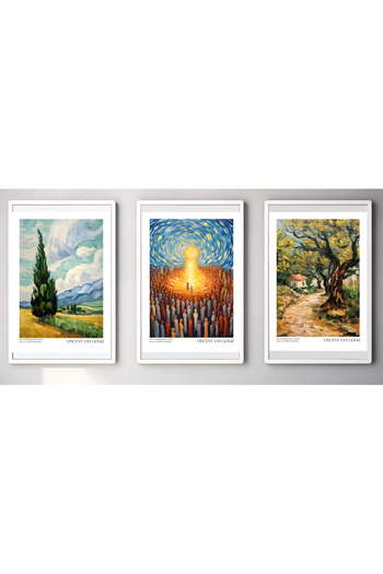 Hiras Dizayn 3 Piece Poster Set Vincent Van Gogh Paintings No1 Decorative Art Painting 3 Sizes Frameless Wall Decor