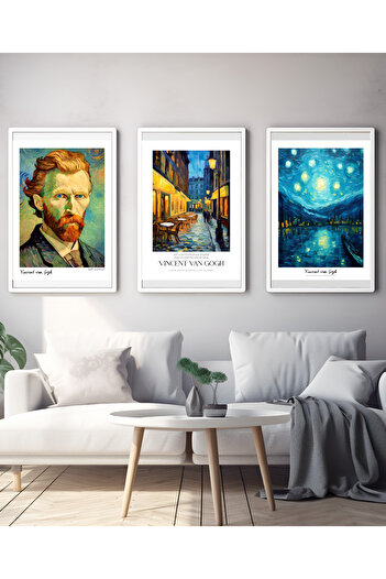 Hiras Dizayn 3 Piece Poster Set Vincent Van Gogh Paintings No5 Decorative Art Painting 3 Sizes Frameless Wall Decor