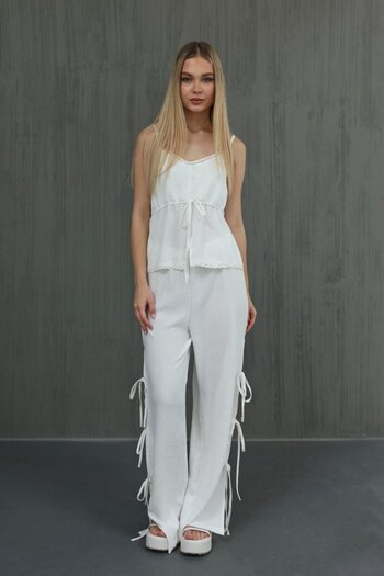 fh fashionhere Bow Blouse Set - White