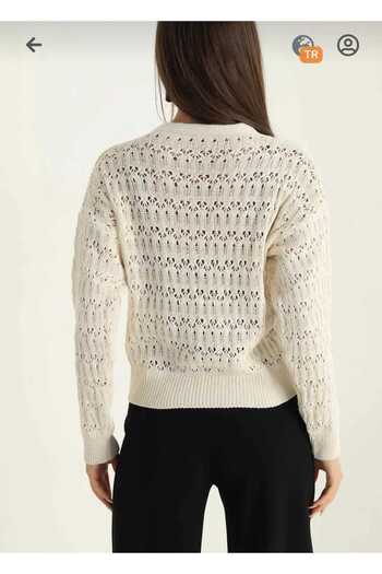 Fua Shop Women's V-Neck Hollow Pattern Gold Button Cardigan