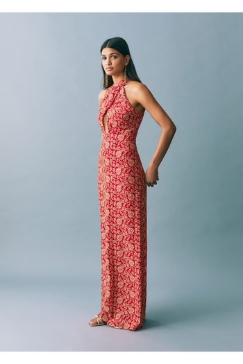 Mango Teen Halter yaka desenli elbise