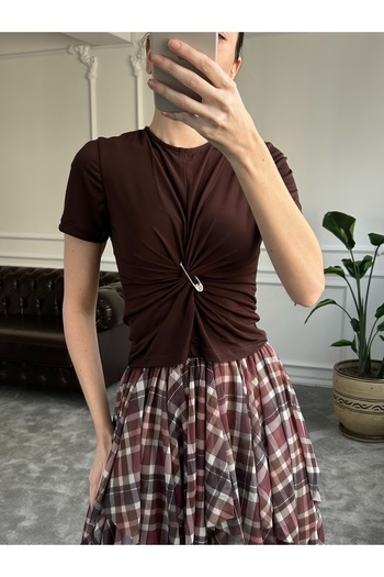 MAGARDE Brown Circled Marke Blouse