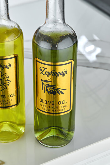 vipgross 2-Piece Glass 750 ml Olive Oil Liquid Oil Bottle Gold Transparent Oil Bottle Oil Pot with Sippy Stopper
