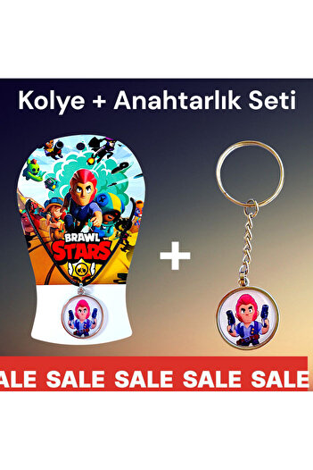 anonim Brawl Stars Colt Themed Adjustable Card Necklace + Keychain Set