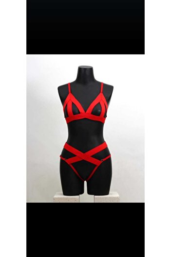 mendoza store Red Strap Featured Bra Set