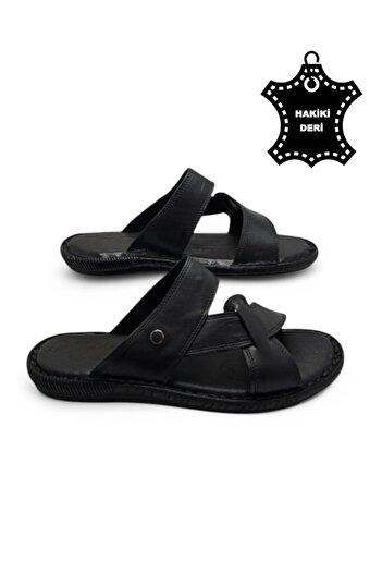 MAGIC SHOES Tamamen Hakiki Deri Ve Topuk Yastıklı Sistemli Ortopedik Erkek Terlik