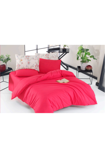 The Fabric Sweet Strawberry Softy Plain Single Ranforce Double Sided Duvet Cover Set