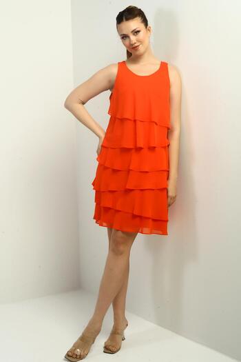 By Saygı Women's Lined Layered Chiffon Dress