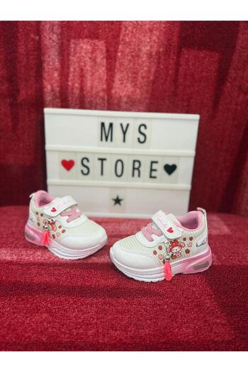 MYSSTORE KIZ ÇOCUK SİMLİ PÜSKÜLLÜ PİNK SPOR AYAKKABI BEYAZ