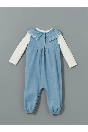 LC Waikiki Lcw Baby - Blue Crew Neck Baby Girl Blouse and Romper Set of 2