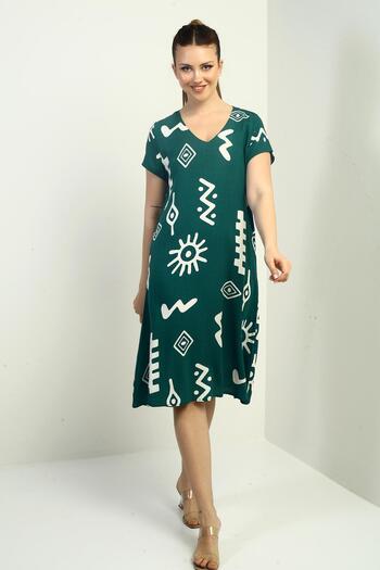 By Saygı Ethnic Patterned Oversize Collar Dress
