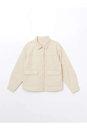 LC Waikiki Lcw Kids Beige Pocket Shirt Jacket for Girls