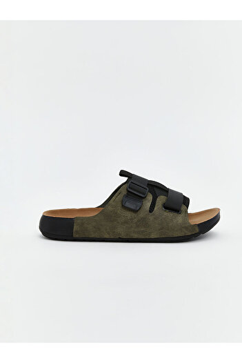 LC Waikiki Khaki Suede Look Men's Slippers