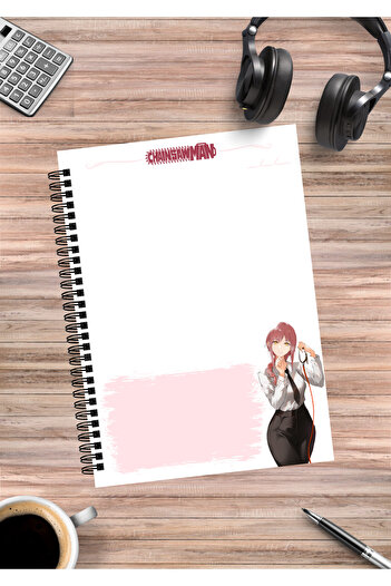 mertfigur Chainsaw Man Denji Power Aki Makima Anime Spiral Notebook A5 (50Sheets)