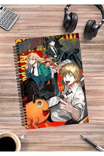 mertfigur Chainsaw Man Denji Power Aki Makima Anime Spiral Notebook A5 (50Sheets)