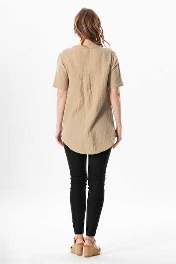 Eliş Şile Bezi Short Sleeve V-Neck Blouse Vzn Summer Blouse