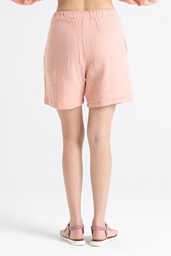 Eliş Şile Bezi Pearl Laced Summer Muslin Shorts Powder Pdr