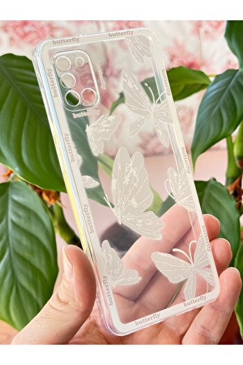 Fibaks Samsung Galaxy A31 Case Transparent Butterfly Design Patterned Camera Protection Soft Silicone Cover