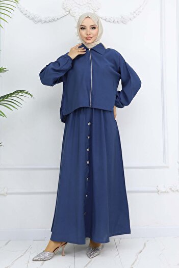 benguen Zipper Jacket Dress Indigo 4807
