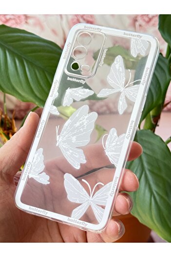 Fibaks Case for Oppo A55 4g Transparent Butterfly Design Patterned Camera Protection Soft Silicone Cover