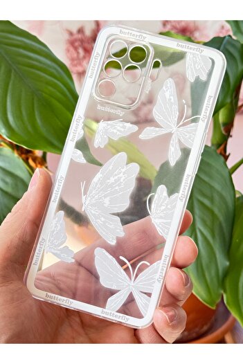 Fibaks Case for Oppo Reno 5 Lite Transparent Butterfly Design Patterned Soft Silicone Cover with Camera Protection