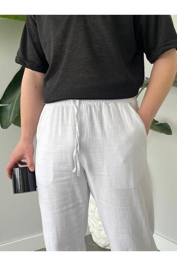 Quik-max Washed Linen Trousers Baggy