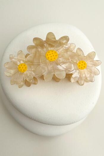 Modex Bone Color Daisies Latch Hair Clip (Size:8Cm)