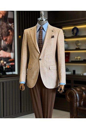 TerziAdemAltun Італійський стиль slim fit моно комір чоловічий піджак помаранчевий T12211