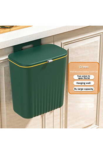 Choice Green 9L Wall Mounted Trash Can Household Waste Bin Hanging Bathroom Trash Can With Lid Food Garbage