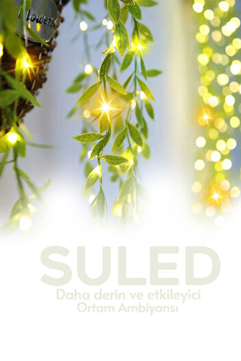SULED Dekoratif Yapraklı Led Işık 3x1 Metre 180 Led 220V Fişli 3 Modlu Ambiyans Aydınlatma Süs & Dekor Led